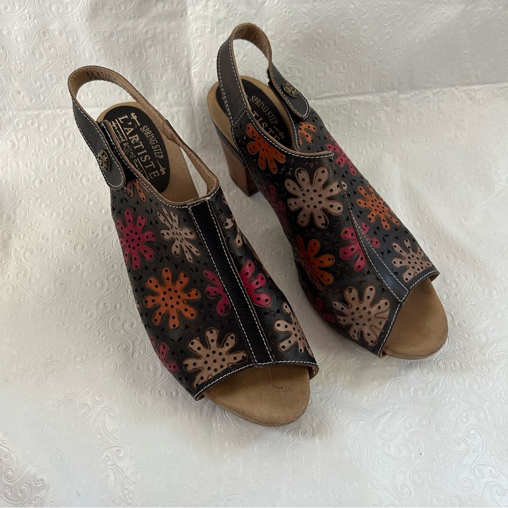 Women’s Spring Step L’Artiste Raquel Slingback Heel Shoes Leather Size EU41/US10
